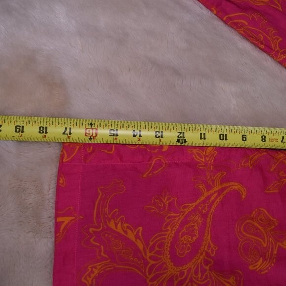 J McLaughlin Hot Pink Paisley Blouse Small V Neck Cotton Boho Tunic Top - Picture 15 of 15